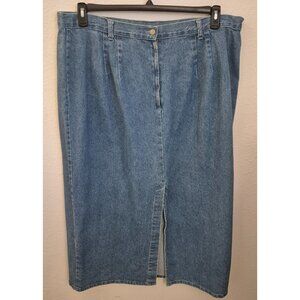 Vintage Crossroads 100% Cotton Medium Wash Maxi Skirt with Slit Size 24 EUC
